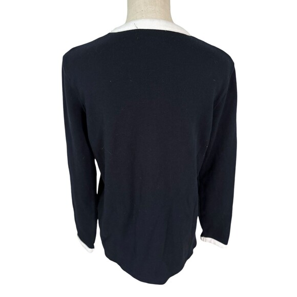 Lauren Ralph‎ Lauren Navy Blue Embroidered Pocket Crest Crewneck Sweater Size M - Picture 4 of 8